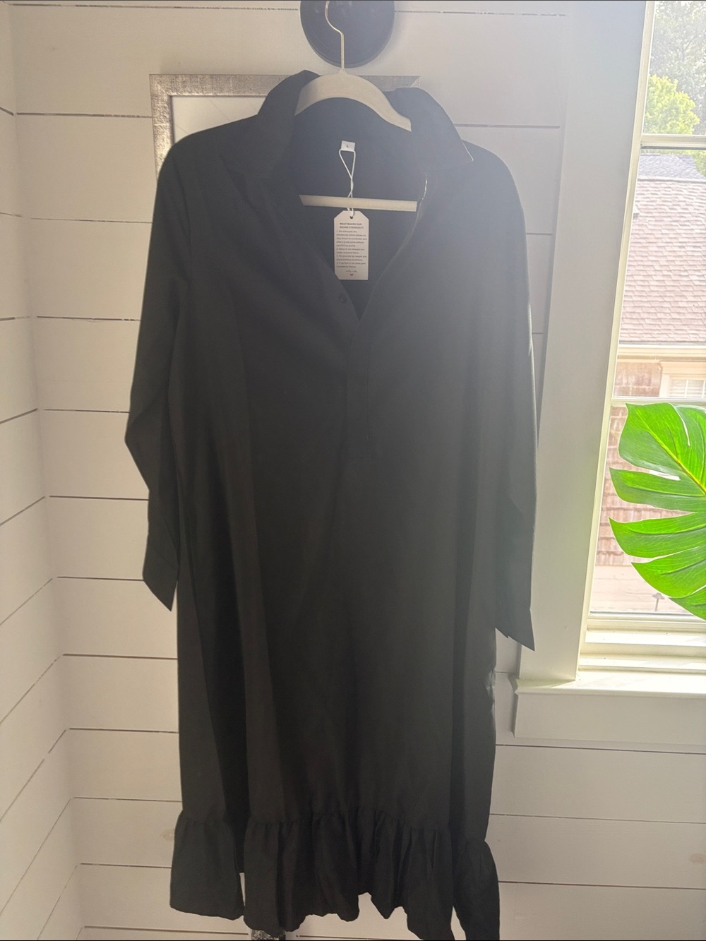 Black Ruffle-Hem Midi Dress - Women